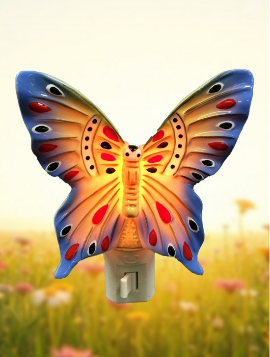 Porcelain Blue Butterfly Night Light with Gift Box